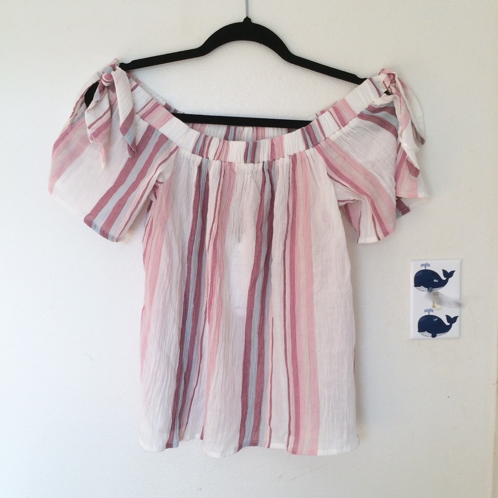 Olive & Stripe Off The Shoulder Top